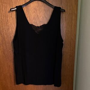 Nine Britton Black Lace-Trim Tank Top